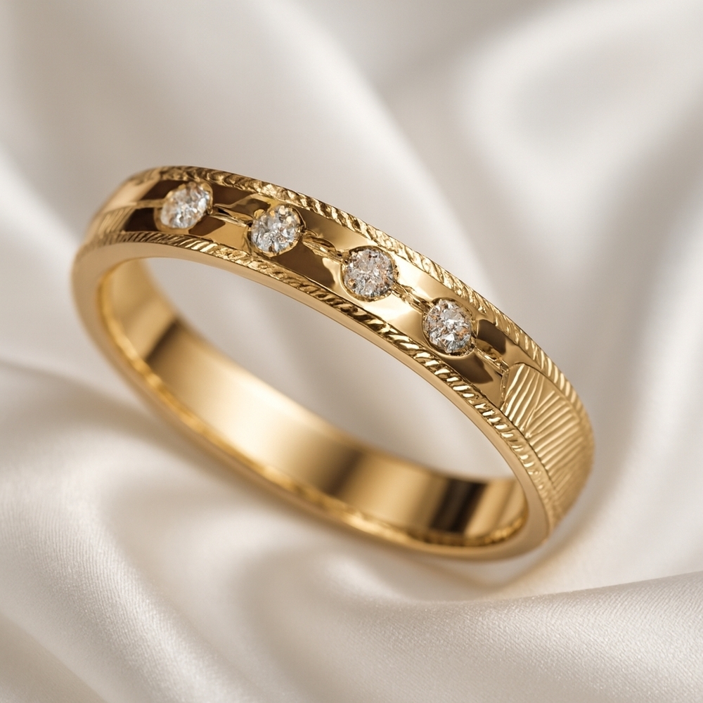 Gold Etched Sparkle Crystal Ring – Elegant Women’s Fashion Ring Size 8 Jewelry